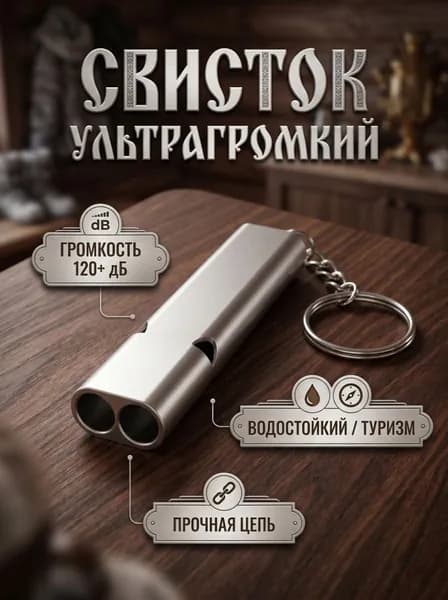 Металлический двойной свистокбрелок, компактный аварийный сигнальный свисток для туризма, охоты, походов и повседневного использования