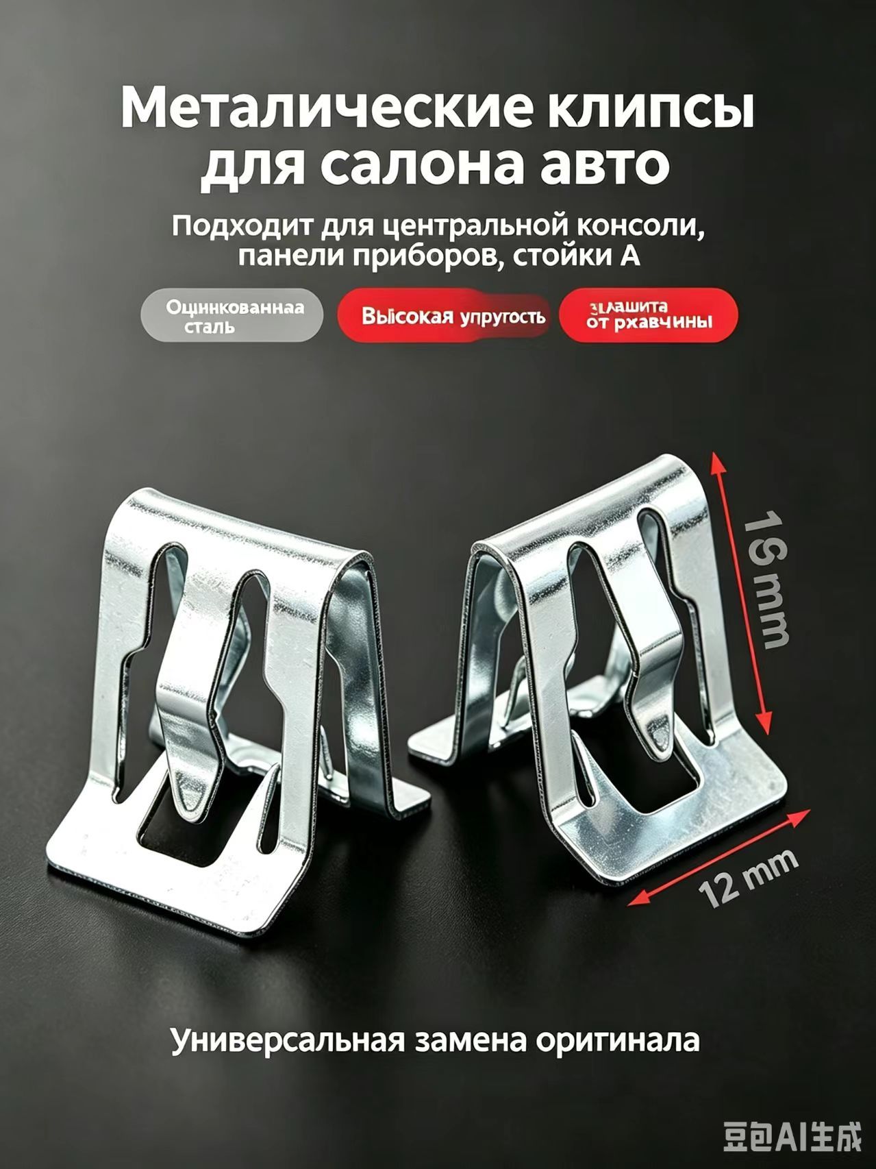 Клипса крепежная автомобильная, Болт крепежный, 15 шт.