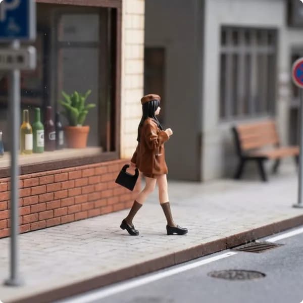 Фигурка девушки в берете, масштаб 1:64, для диорам Девушка В Коричневом Берете