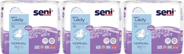 Прокладки урологические Seni Lady Normal, комплект: 3 упаковки по 10 шт