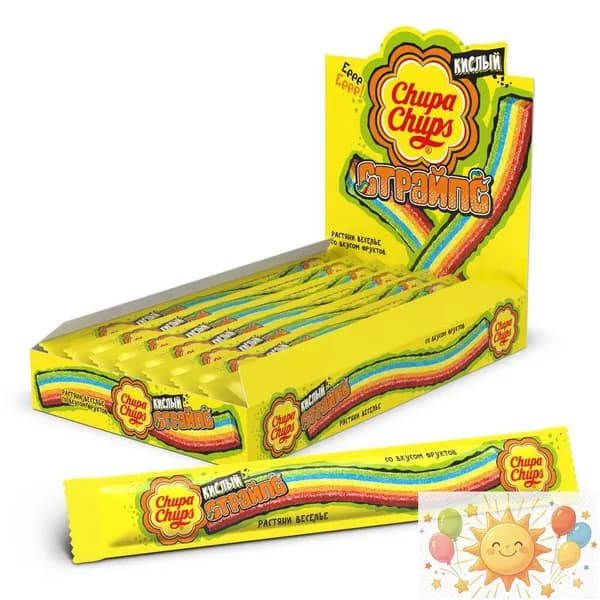Эксклюзивный мармелад Chupa Chups Страйпс, 12 штук по 10,5 г