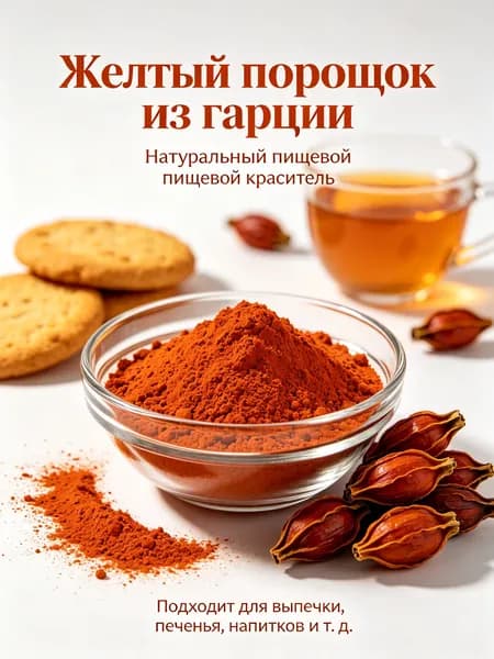 250 г Желтый порошок из гарции / натуральный пищевой краситель для выпечки, напитков и блюд/без консервантов, д