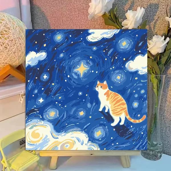 Картина по номерам, 20x20 CM, Кошки и собаки,Мультфильмы, подарки для детей, декомпрессия