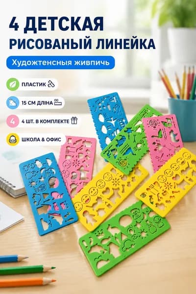 4 Детская рисовальная линейка