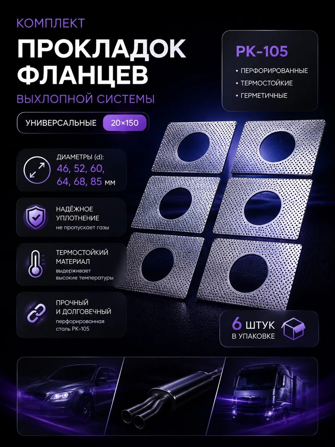 Универсальный набор прокладок фланцев