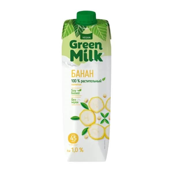 Напиток соевый банан Green Milk 1% 1л