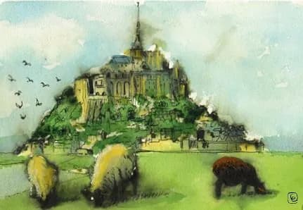 Открытка авторская серии Франция. Мон-Сен-Мишель (Нормандия) / Mont Saint-Michel (Normandie). Формат А6
