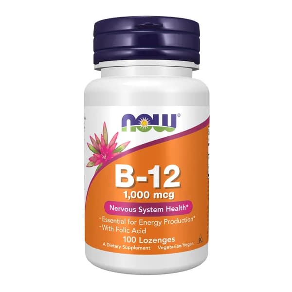NOW Vitamin B12, Витамин В-12 1000 мкг + фолиевая кислота, 100 жевательных таблеток, Витамины для нервной системы, для сердца и сосудов, для печени