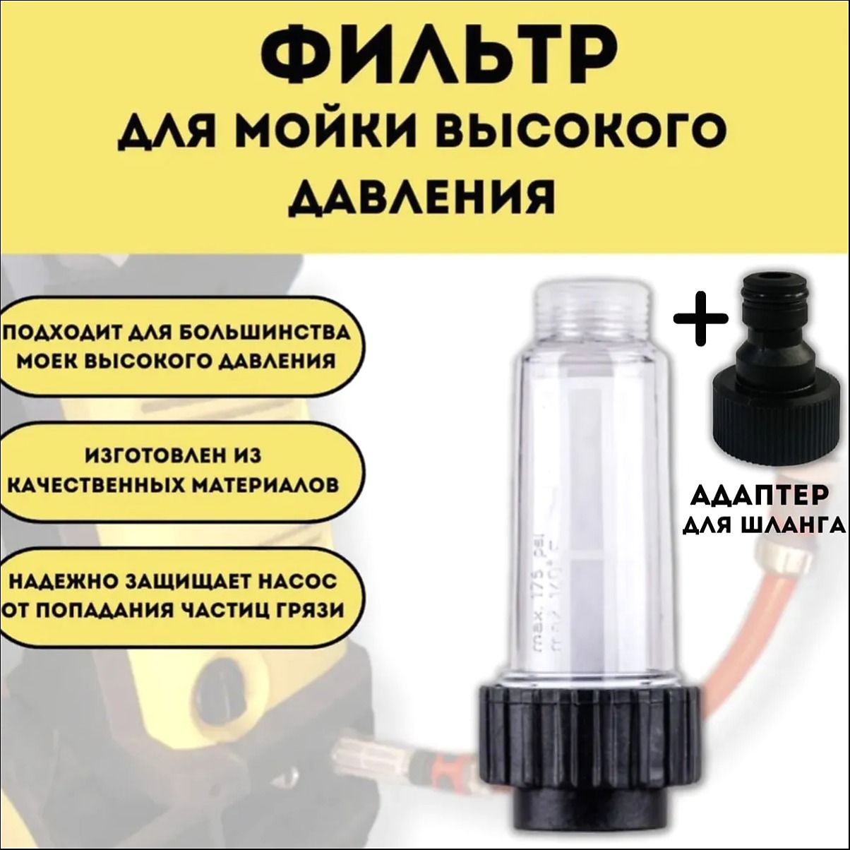 Фильтр для мойки высокого давления с адаптером для садового шланга / Аксессуар для минимоек Kitchenware Store/ фильтр для автомойки