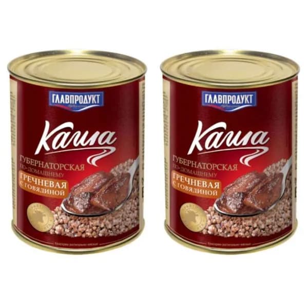 Главпродукт Каша гречневая с говядиной, Губернаторская по-домашнему, томленая, 340 г, 2шт