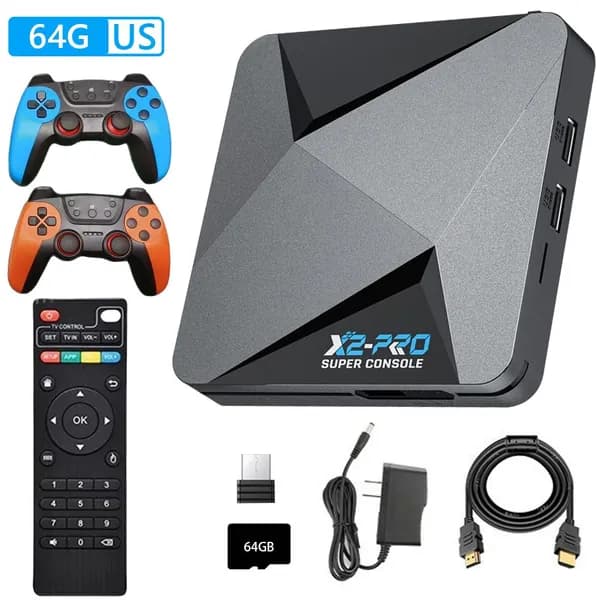 Игровая приставка X2 PRO: Android 9.0/EmuELEC/CoreELEC, 64 ГБ, поддержка 4K