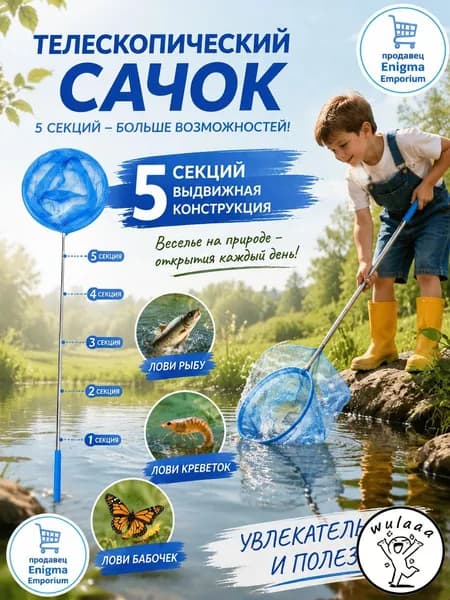 Набор для ухода за бассейном Сачок для рыбалки бабочек бассейна, детский, телескопический, рыболовный