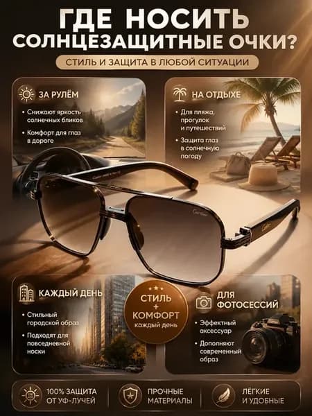Очки солнцезащитные мужские 2026 брендовые