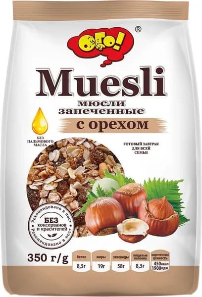 Мюсли Ого! запеченные с орехом 350 г