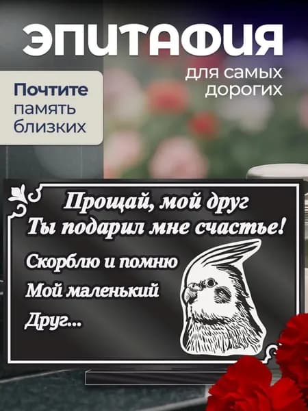 Акриловая статуэтка на кладбище эпитафия / для попугая
