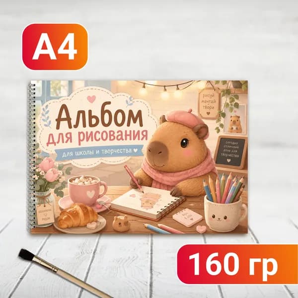 Альбом для рисования Прикольная Капибара
