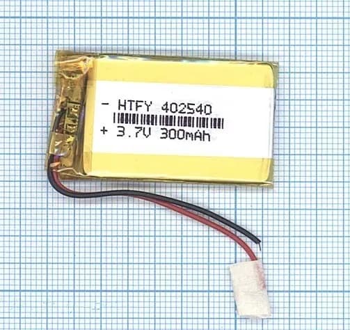 Аккумулятор Li-Pol (батарея) 4*25*40mm 2pin 3.7V/300mAh