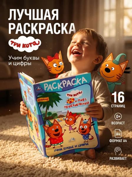Три кота Азбука Раскраски для детей Формат А 4