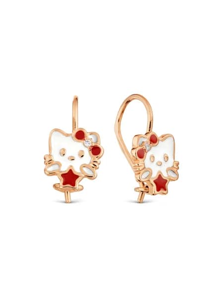 Серьги детские серебряные 925 пробы с эмалью и фианитами, KARATOV