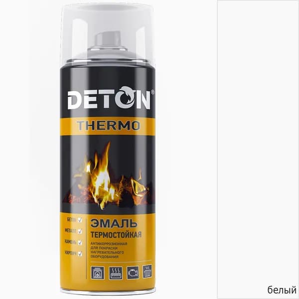 эмаль-аэрозоль термостойкая белая DETON TERMO (520мл)