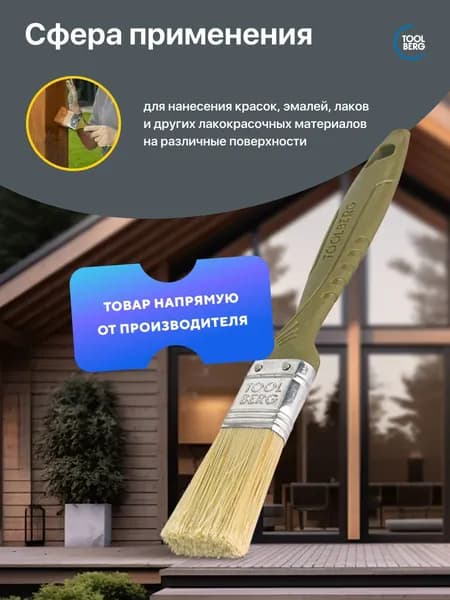 Кисть плоская малярная Toolberg "Микс-Стандарт", смешанная щетина, пластмассовая рукоятка (25 мм.)
