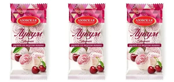 Азовская кондитерская фабрика Рахат-лукум Сбивной с вишней, 250 г, 3 уп