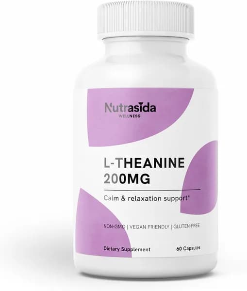 L-теанин 200mg капсулы - 60 Количество - L-теанин добавки, без ГМО, веган, без глютена