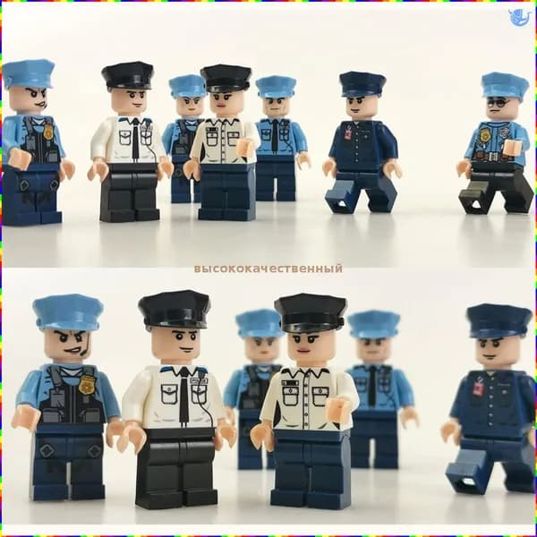 Набор из 8 миниатюрных фигурок полицейских