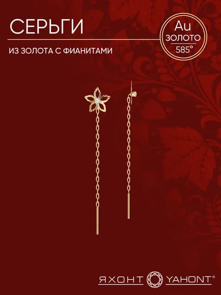 Серьги золотые 585 женские с фианитами ЯХОНТ Золотой Арт. 5311