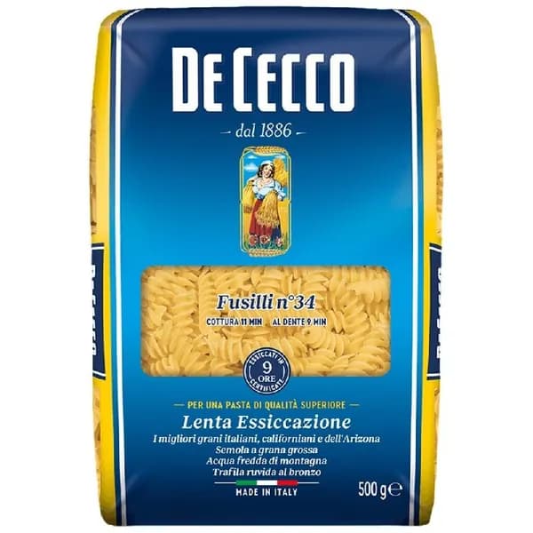Макаронные изделия DE CECCO №34 Fusilli (Фузилли) 500г