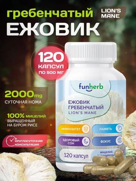 Биологически активная добавка к пище ЕЖОВИК Гребенчатый в капсулах