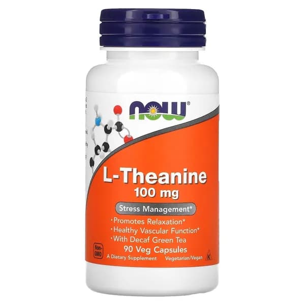 Теанин NOW Foods L-Theanine 100 мг 90 растительных капсул