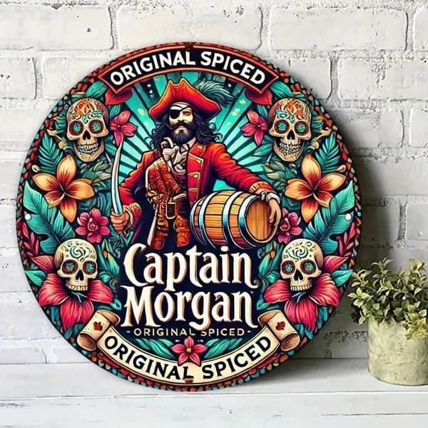 Круглая металлическая табличка Captain Morgan пиратский тематический декор для бара подарок