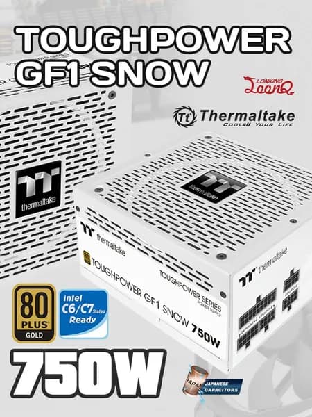 Блок питания Thermaltake Toughpower GF1 750W, 80 PLUS Gold, полностью модульный, 140-мм вентилятор, японские конденсаторы