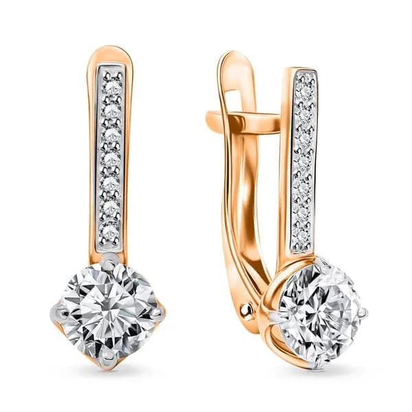 Серьги женские с фианитами из красного золота 375 пробы 585GOLD