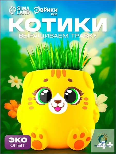 Вырасти сам, "Котики. Выращиваем травку", детский набор для выращивания растений развивающая игрушка