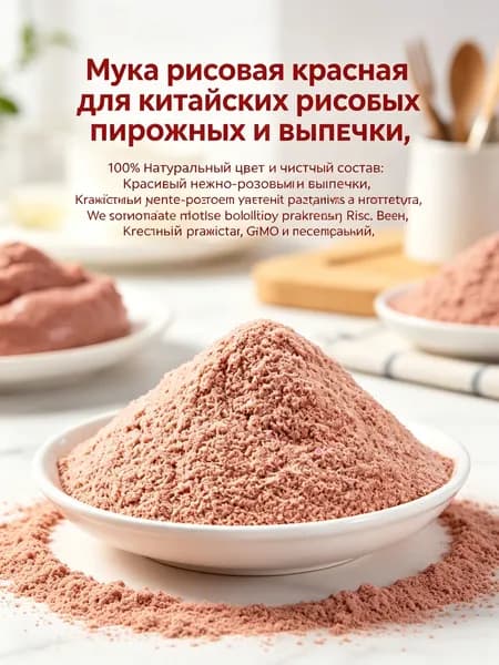 Мука из красного риса натуральная экструдированная, свежемолотая рисовая мука для выпечки и десертов