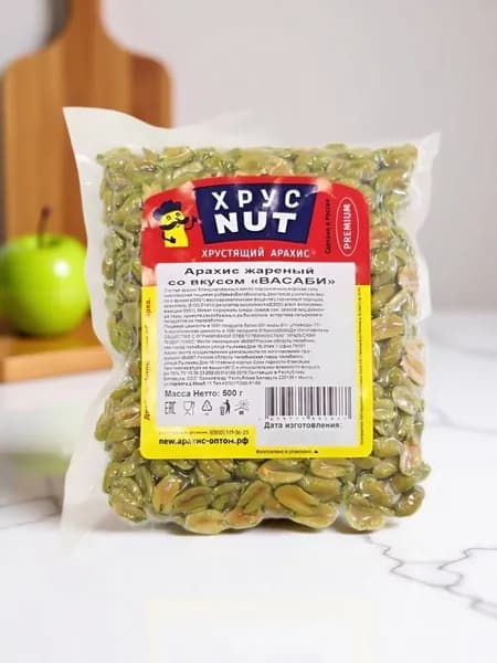 Арахис жареный соленый хрустящий ХрусNUT со вкусом Васаби 500 гр.