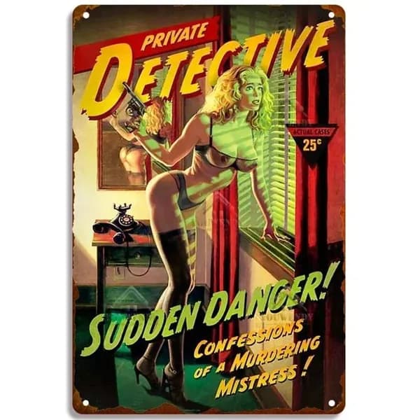 Табличка металлическая интерьерная Pin-Up Девушка Пинап