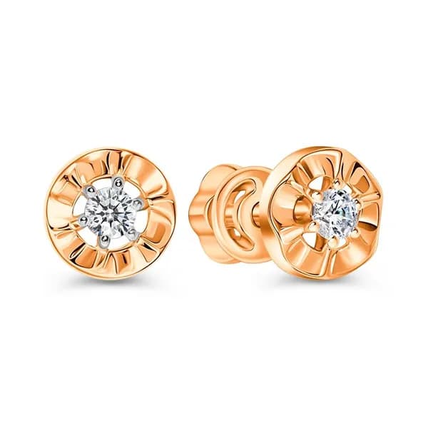 Серьги женские с фианитами из красного золота 375 пробы 585GOLD