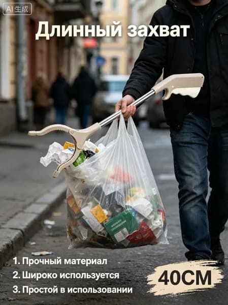 Захват для мусора длинная ручка 40см из алюминиевого сплава ABS, подборщик предметов без наклонов для дома и двора