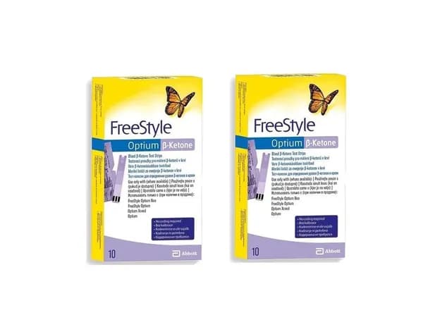 Тест-полоски FreeStyle Optium (Фристайл Оптиум кетоны) для измерения b кетонов (20шт) (10шт*2уп)