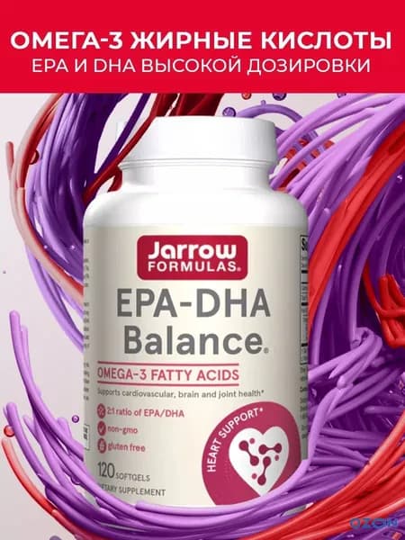 Омега-3, рыбийжир, ЭПА, ДХА, EPA-DHA Balance Jarrow Formulas 120 капс
