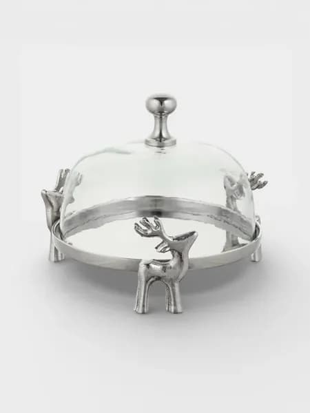 Тортовница со стеклянной крышкой Олени