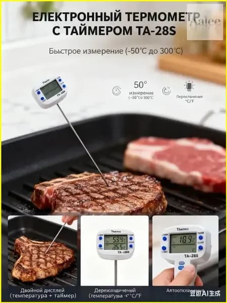 Кулинарный термометр цифровой, щуп 14 см