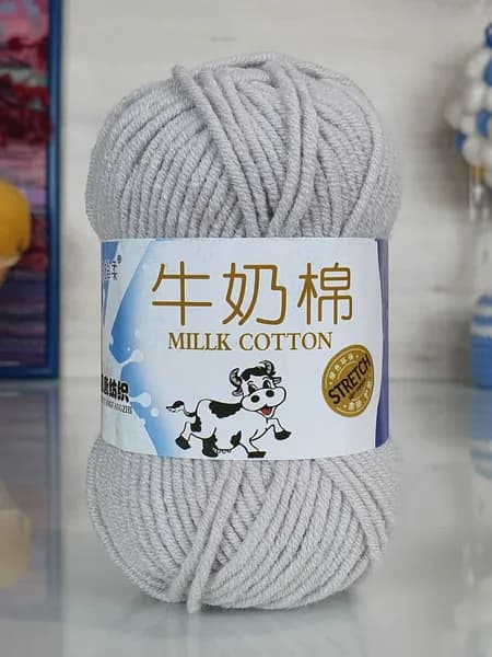Пряжа Милк коттон M&H - 011 (светло-серый) 1 моток, Malik-hobby, (80% молочное волокно, 20% акрил, 45 (+/- 5 г)г, 100м), нитки для ручного вязания