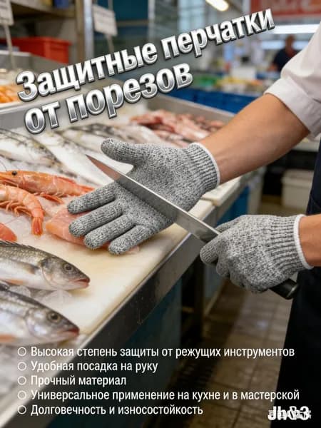 Перчатки с защитой от порезов, HPPE и стекловолокно, туба
