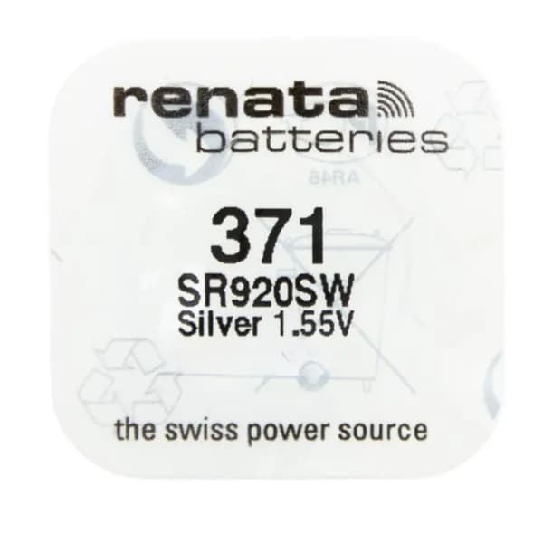 Батарейка Renata 371 (SR920SW) Silver Oxide 1.55V 1шт Швейцария