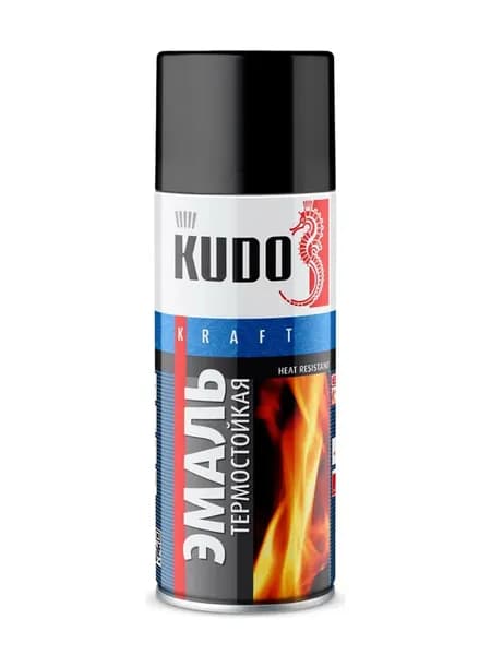Эмаль термостойкая KUDO черная 520мл арт. KU-5002