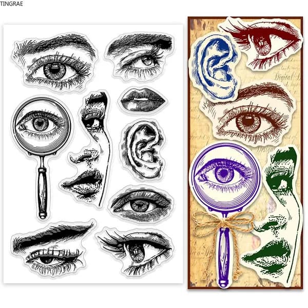 1 шт. Прозрачный штамп для лица Five Senses, прозрачный силиконовый штамп для глаз, бровей, губ, ушей, носа, резиновые печати
